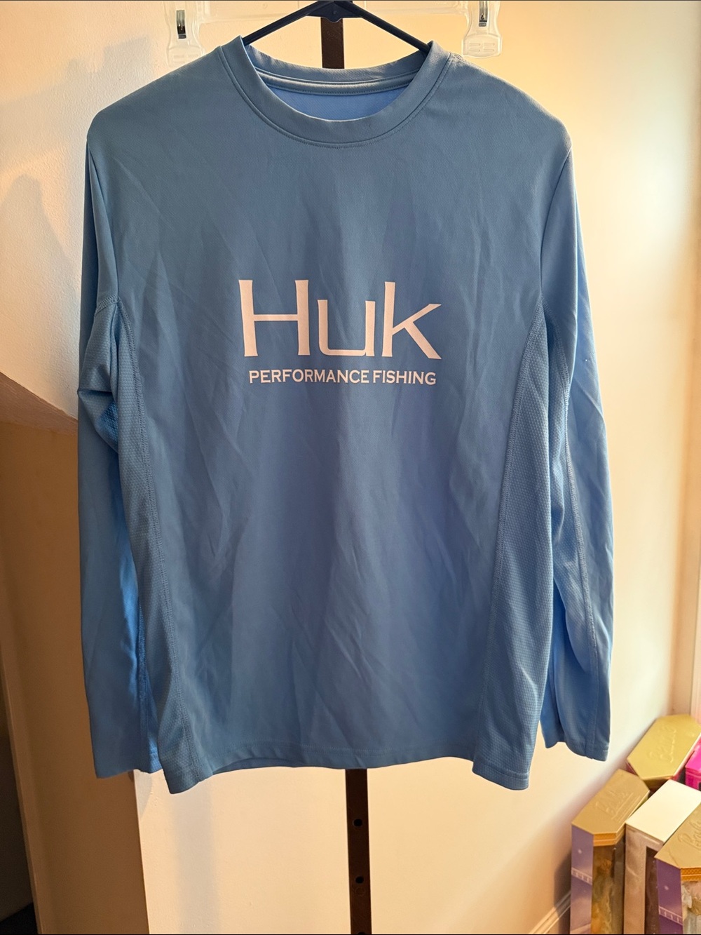 Huk Light Blue Long-Sleeve Performance Fishing Tee